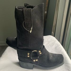 Vintage suede motorcycle boots